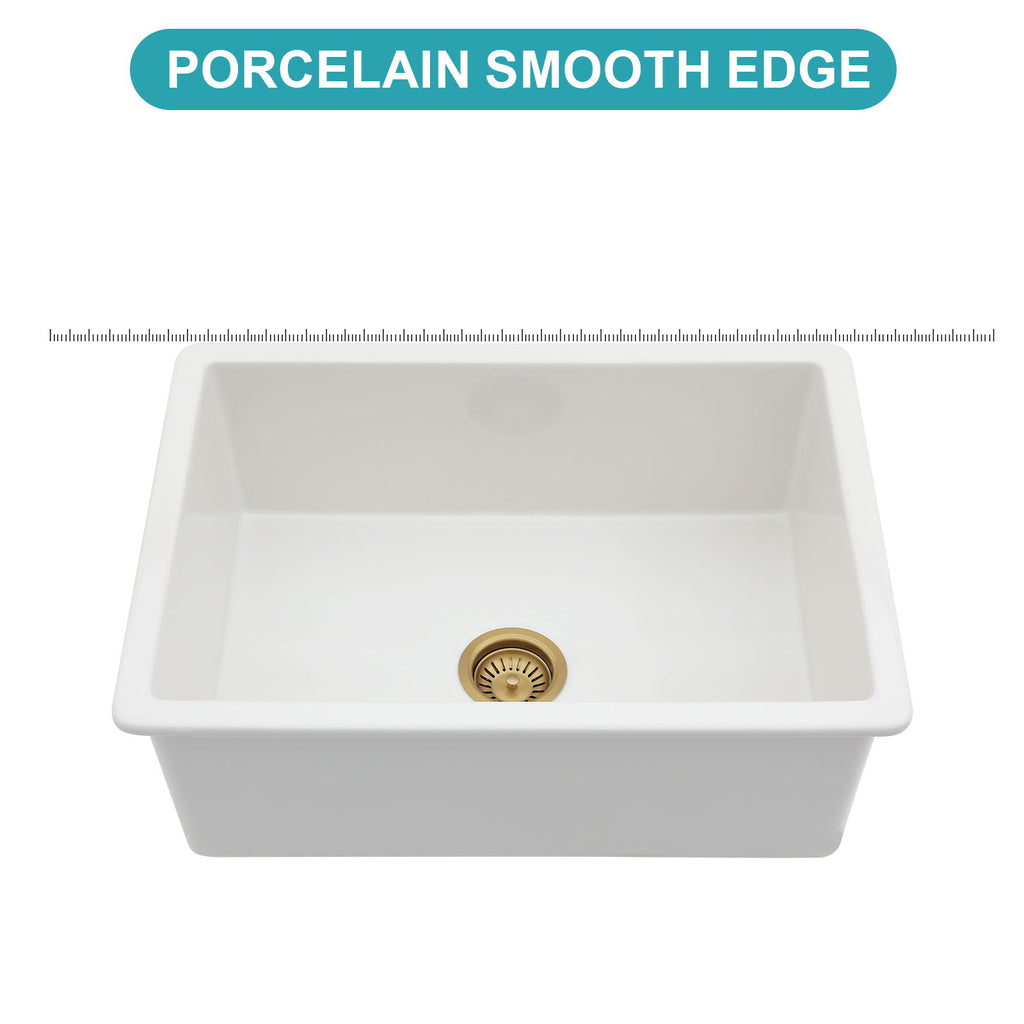 Undermount Single Bowl Ceramic Kitchen Sink, Dual Mount