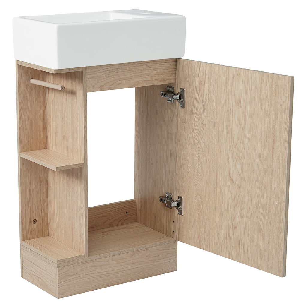 Modern Bathroom Vanity With Sink And 2 Tier Shelf