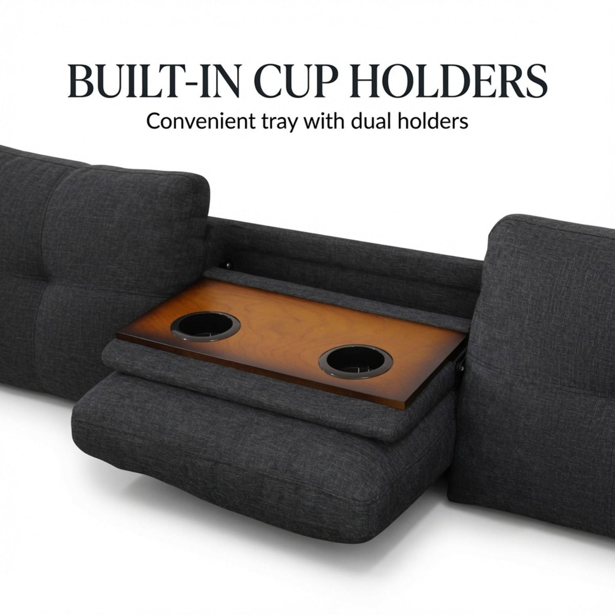 L - Shaped 3 Piece Sectional Sofa With Chaise, Storage Ottoman & Cup Holders
