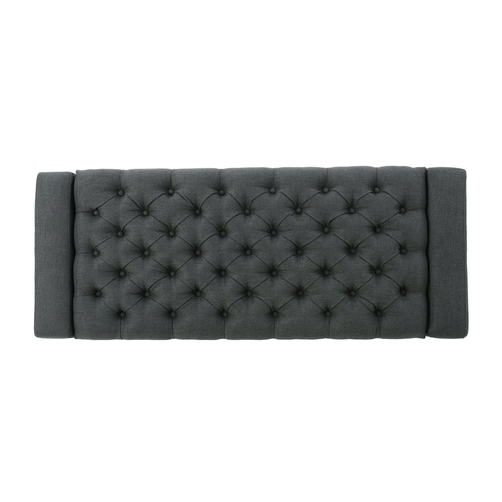 Contemporary Storage Ottoman With Tufted Top - Dark Gray