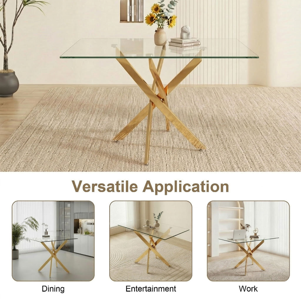 Rectangular Dining Table For Home Kitchen - Gold