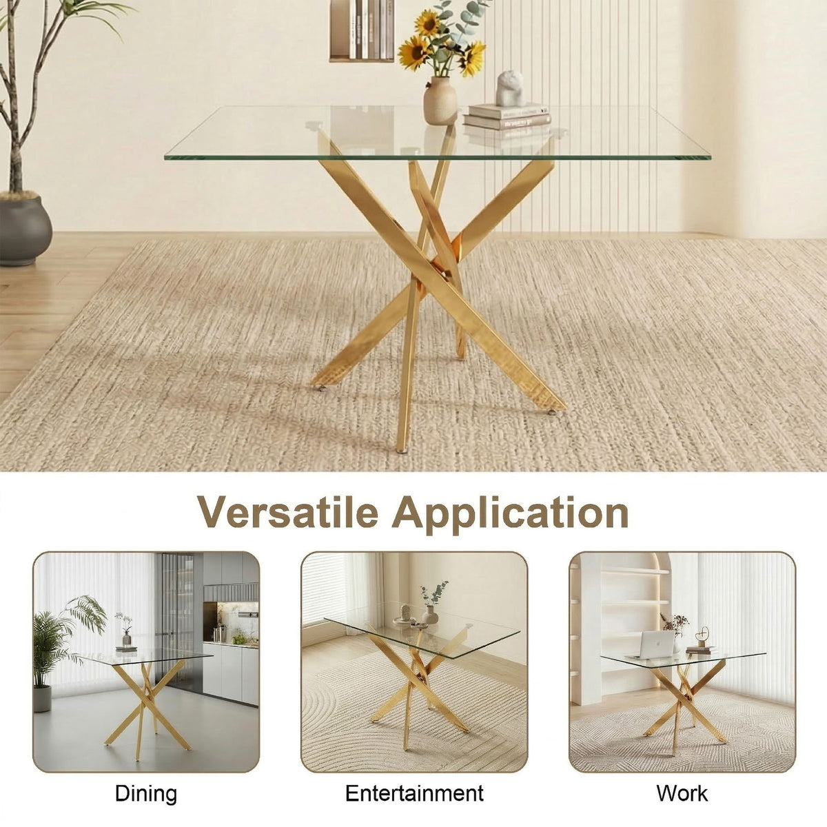 Rectangular Dining Table For Home Kitchen - Gold