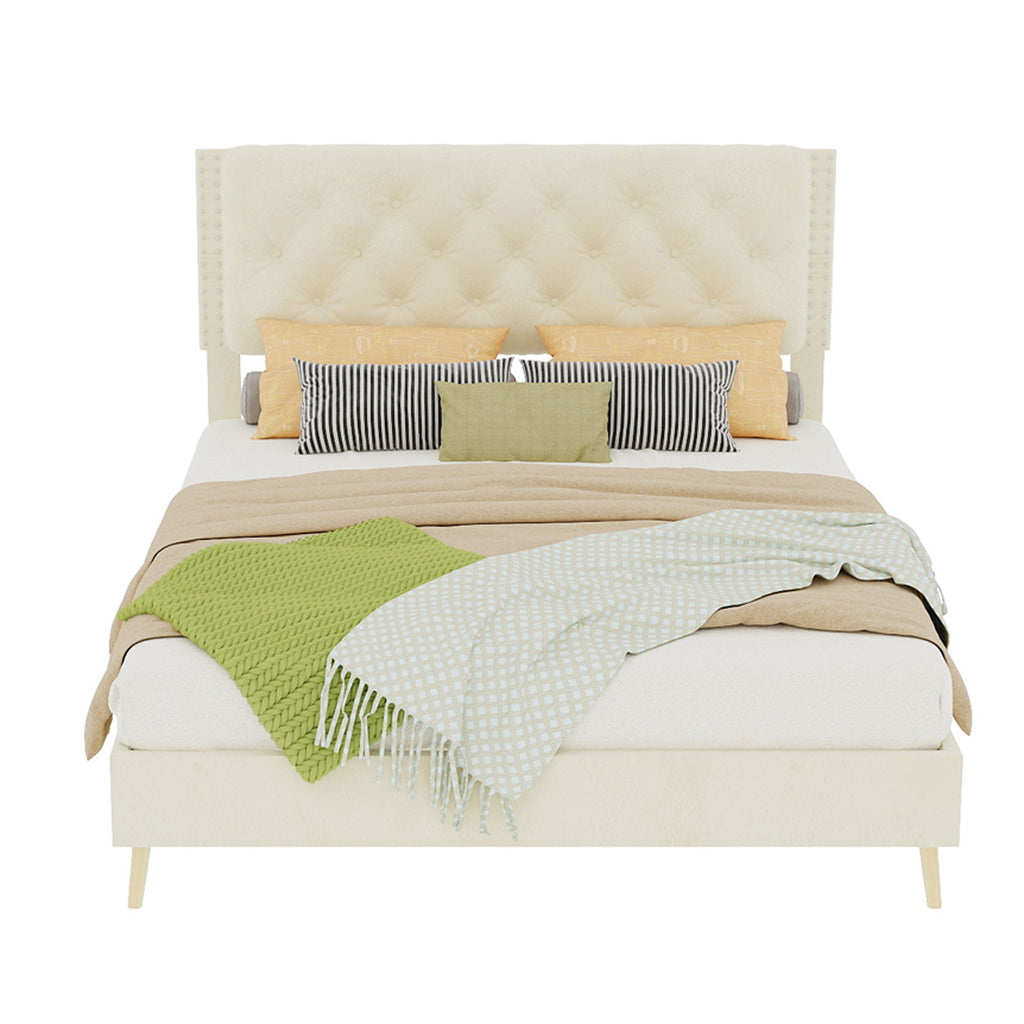 Upholstered Bed With Tufted Headboard