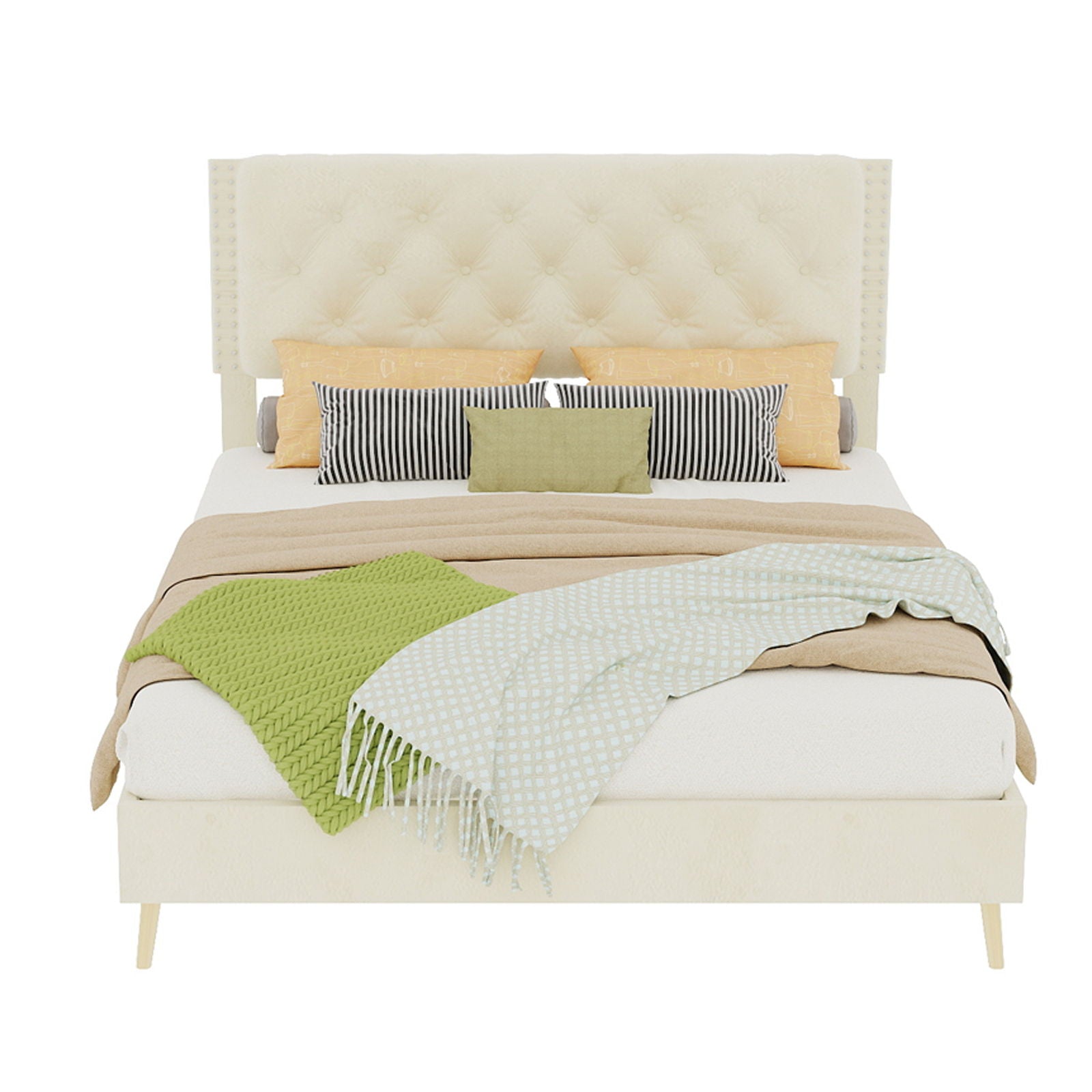 Upholstered Bed With Tufted Headboard