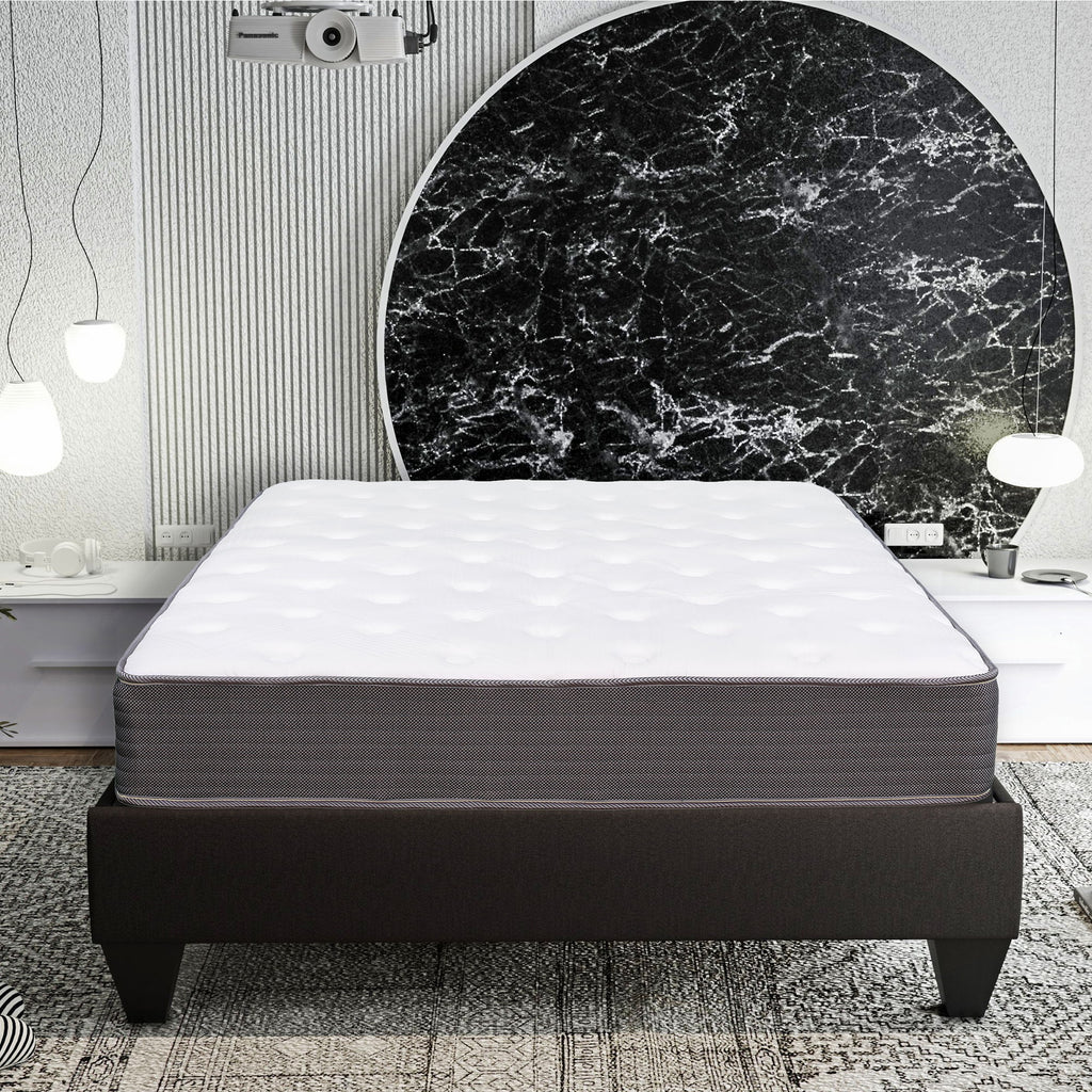 8" Pocket Spring Hybrid Bed In A Box Mattress, Soft Gel Memory Foam - Gray / White - Full