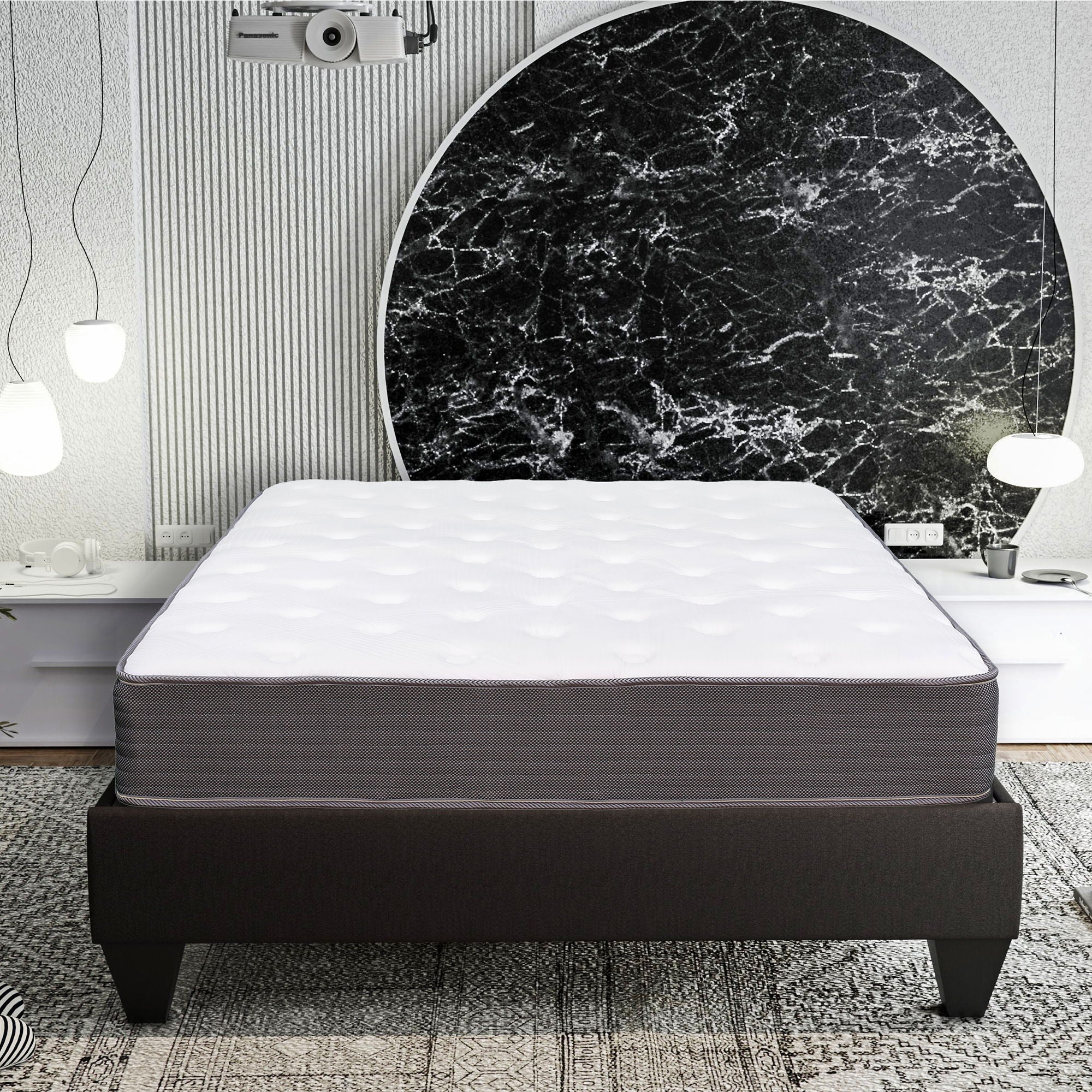 8" Pocket Spring Hybrid Bed In A Box Mattress, Soft Gel Memory Foam - Gray / White - Full