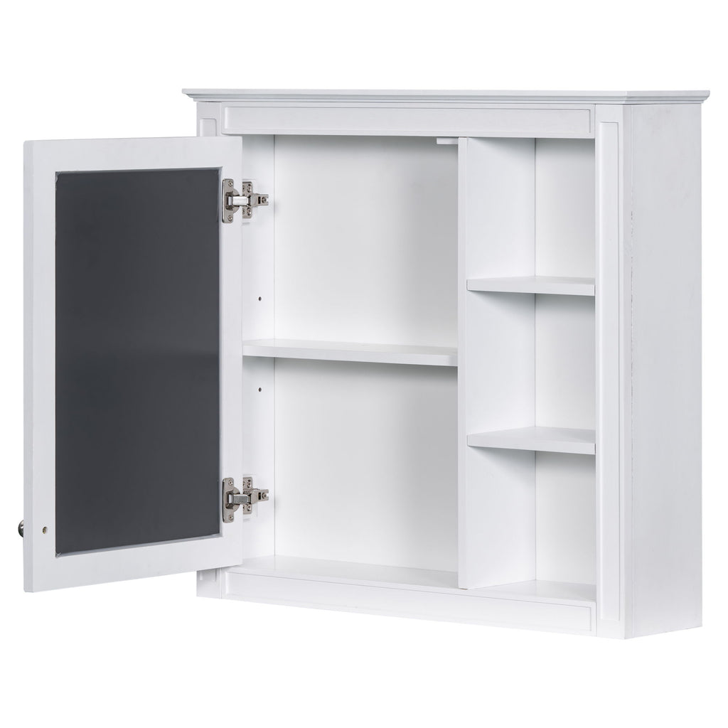 Bathroom Vanity With Medicine Cabinet, Royal Mirror Cabinet, Modern Bathroom Storage Cabinet With 2 Soft Closing Doors And 4 Drawers