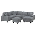 Left Arm Facing Loveseat With USB Port And Storage Sectional Set With Corner Wedge Armless Chair And Cocktail Ottoman - Fog