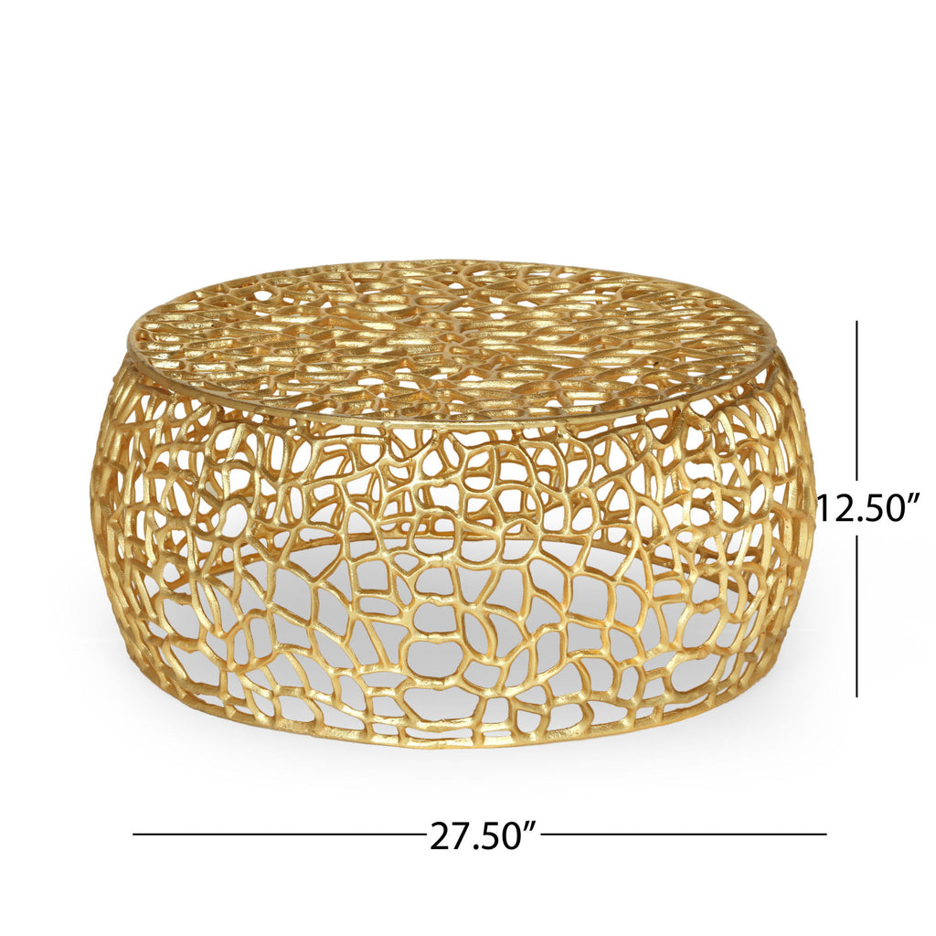 Modern Glam Mesh Coffee Table With Accents And - Gold