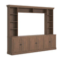4 Piece Wall Unit Entertainment Center With Bookshelf, TV Stand With Adjustable Shelf For Living Room - Walnut