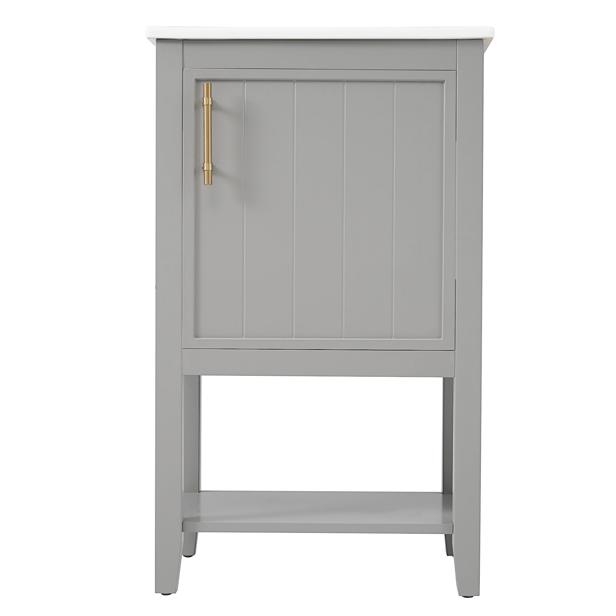 Modern Bathroom Vanity With Sink, Soft-Closing Door And Open Shelf