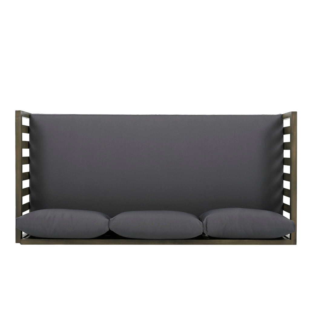 Claremont - 3 Seater Daybed With Slat Paneling And Water Resistant Cushions - Gray