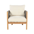 Patio Acacia Wood Club Chair, Woven Rope Outdoor Patio Arm Chair, Deep Seating For Porch - Teak / Beige