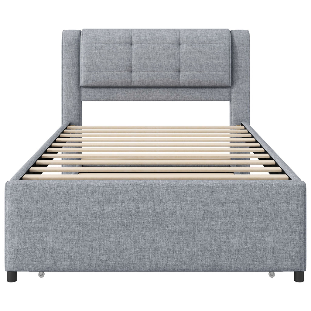 Upholstered Platform Bed With Multifunctional Trundle