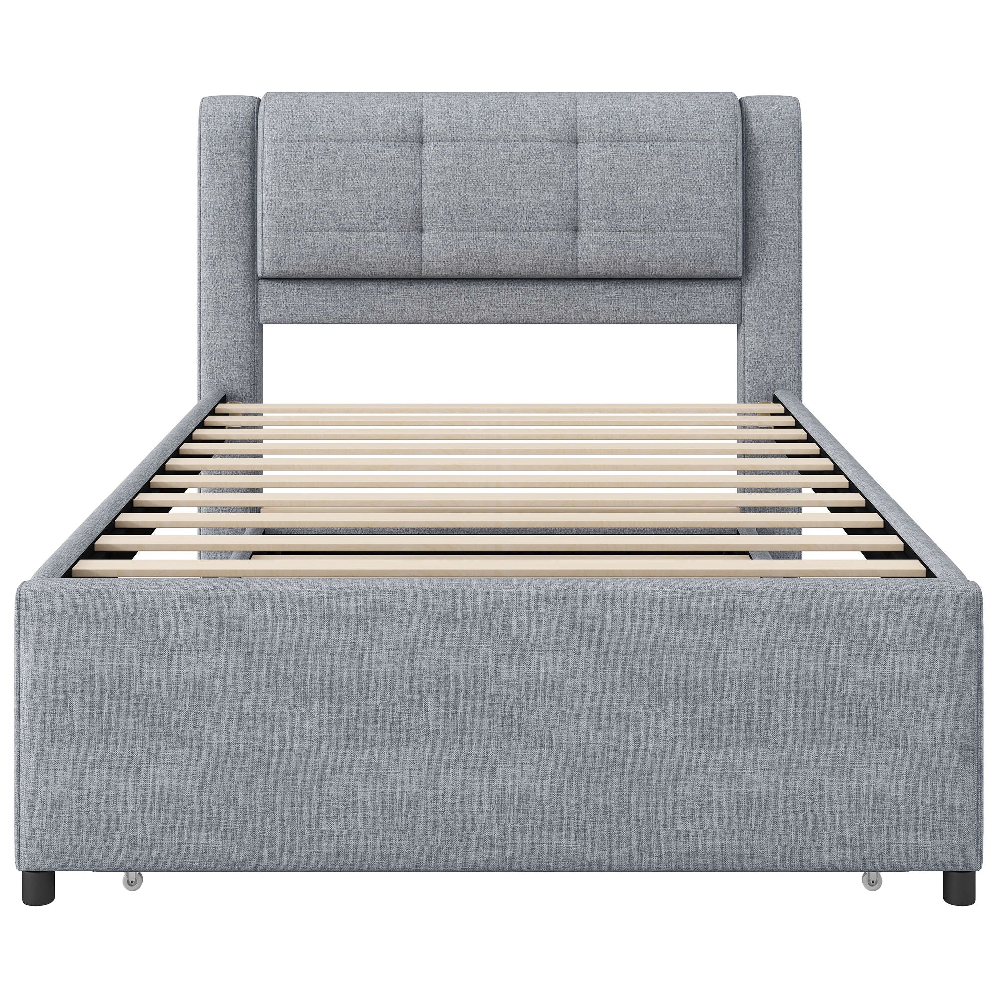 Upholstered Platform Bed With Multifunctional Trundle