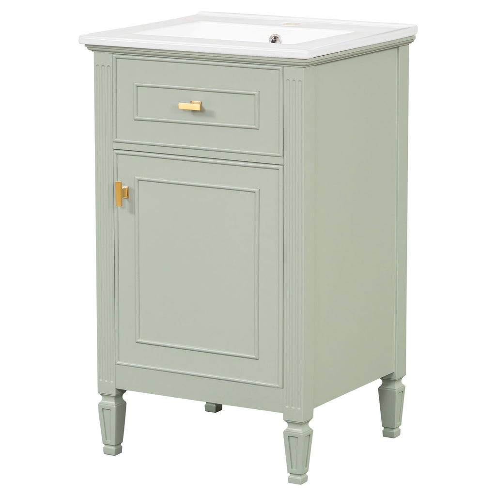 Bathroom Vanity With Sink, Adjustable Shelf, Tilt-Out Drawer