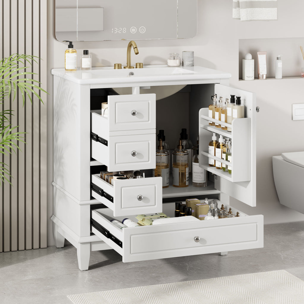 Freestanding Bathroom Vanity With Sink, Soft Close Door, 3 Drawers