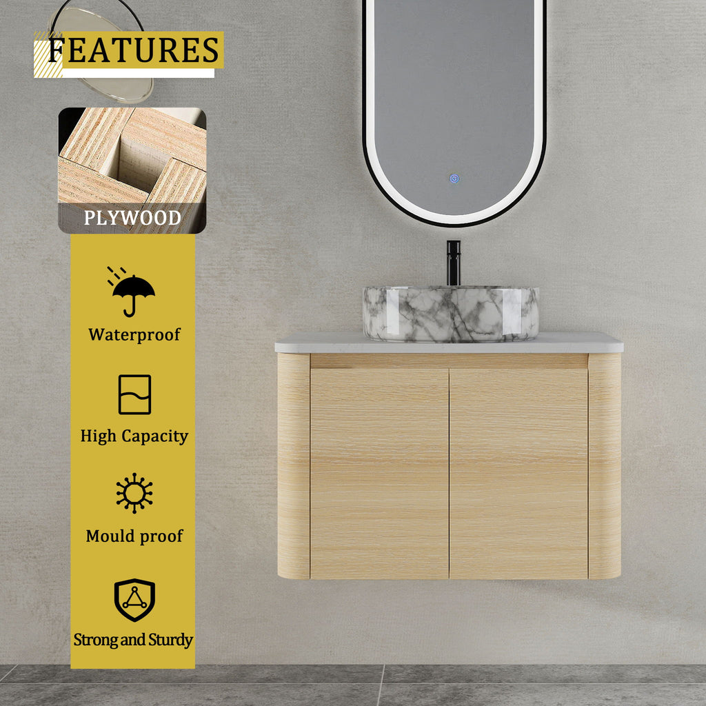 Mounted Bathroom Vanity & Art Sink & 2 Soft Close Doors