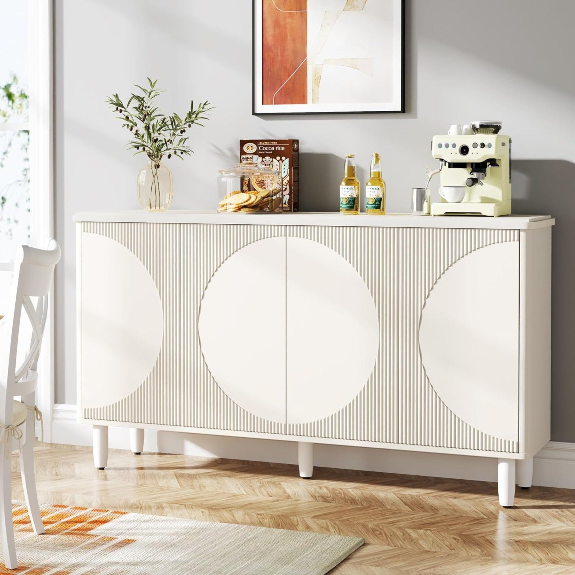 Buffet Sideboard Cabinet With Storage For Dining Room - White