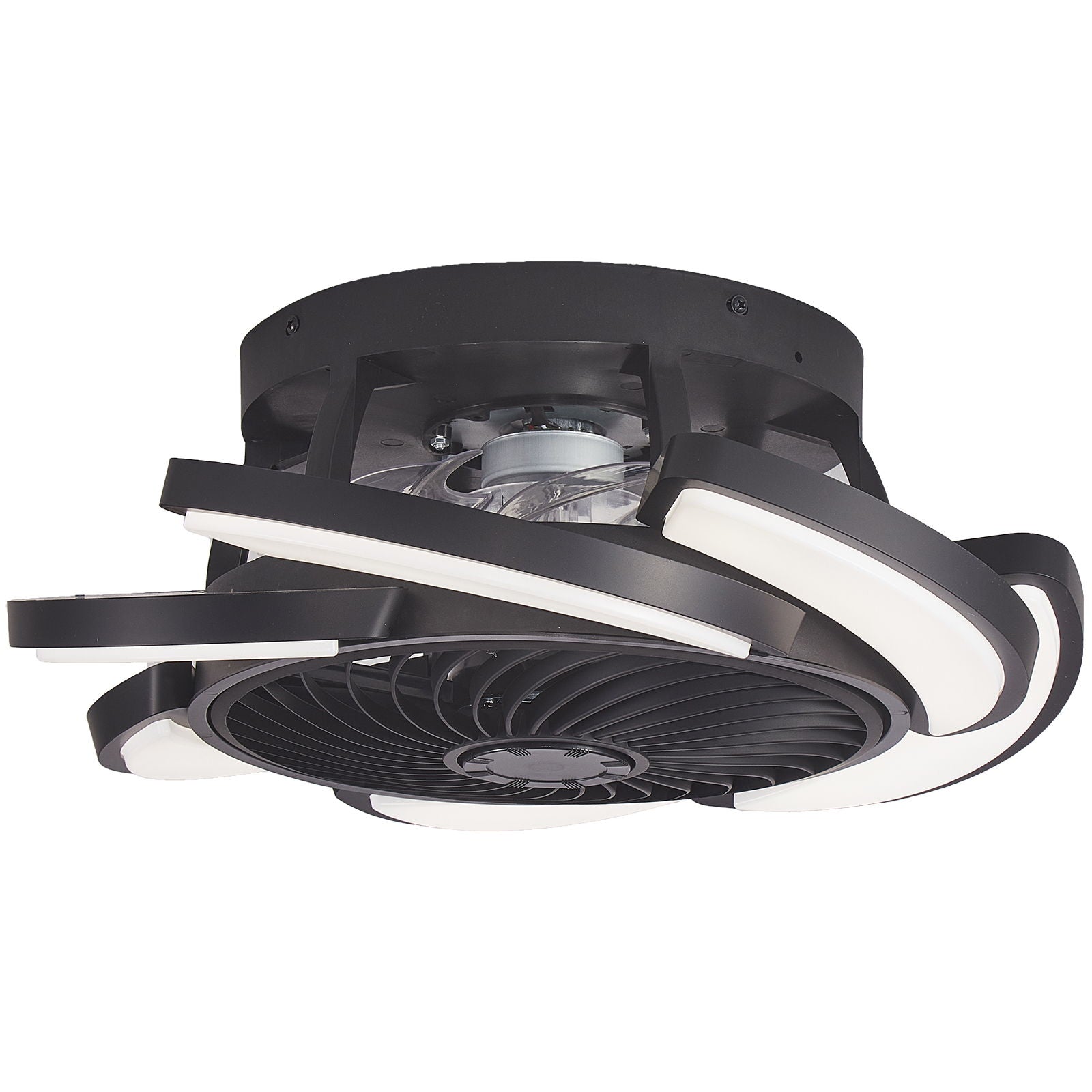 Bladeless Ceiling Fan With Remote Control, 6 Speeds Dimmable Light, Enclosed Low Profile For Living Room - Black