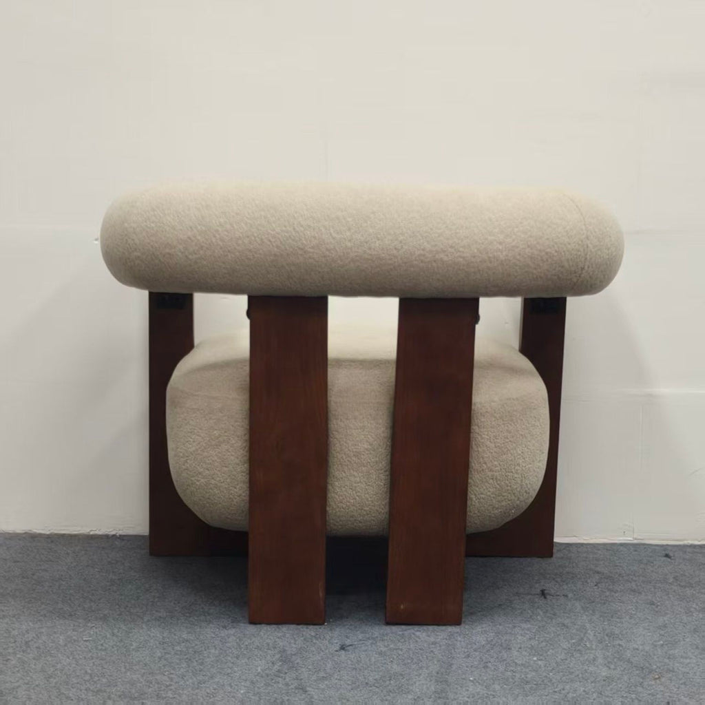 C - Shaped Chunky Arm Accent Chair - Beige / Brown
