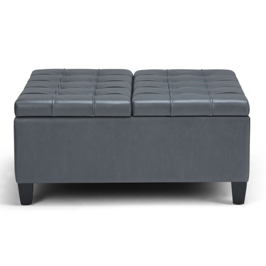 Harrison - Coffee Table Storage Ottoman - Dark Gray - Faux Leather