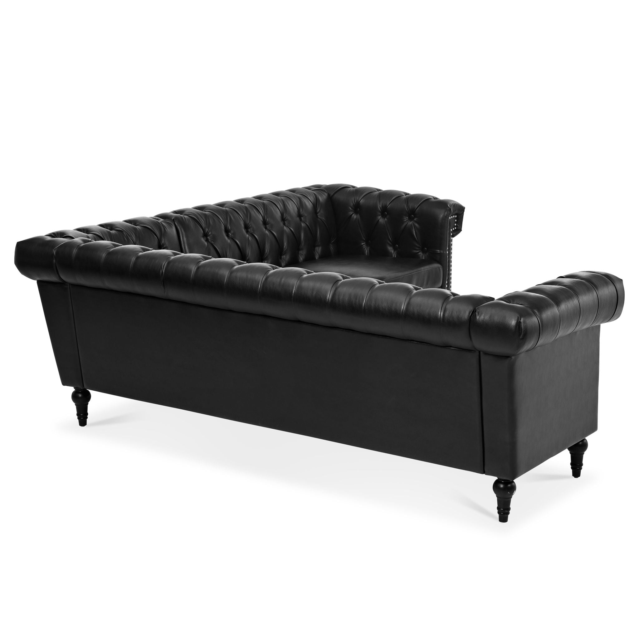 L Shaped Reversible Modern Chesterfield Sofa With Rolled Arms And Nailhead, 5 Seat Tufted Couch