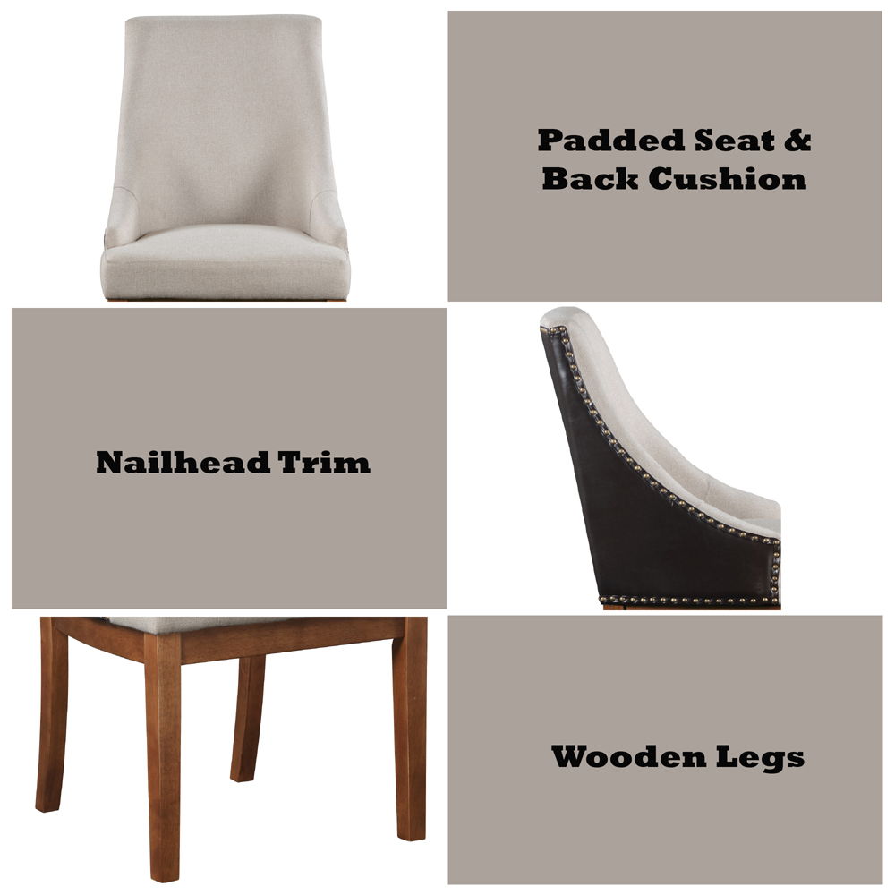 Gilsea - Fabric & Synthetic Leather Side Chair (Set of 2) - Beige & Brown Finish