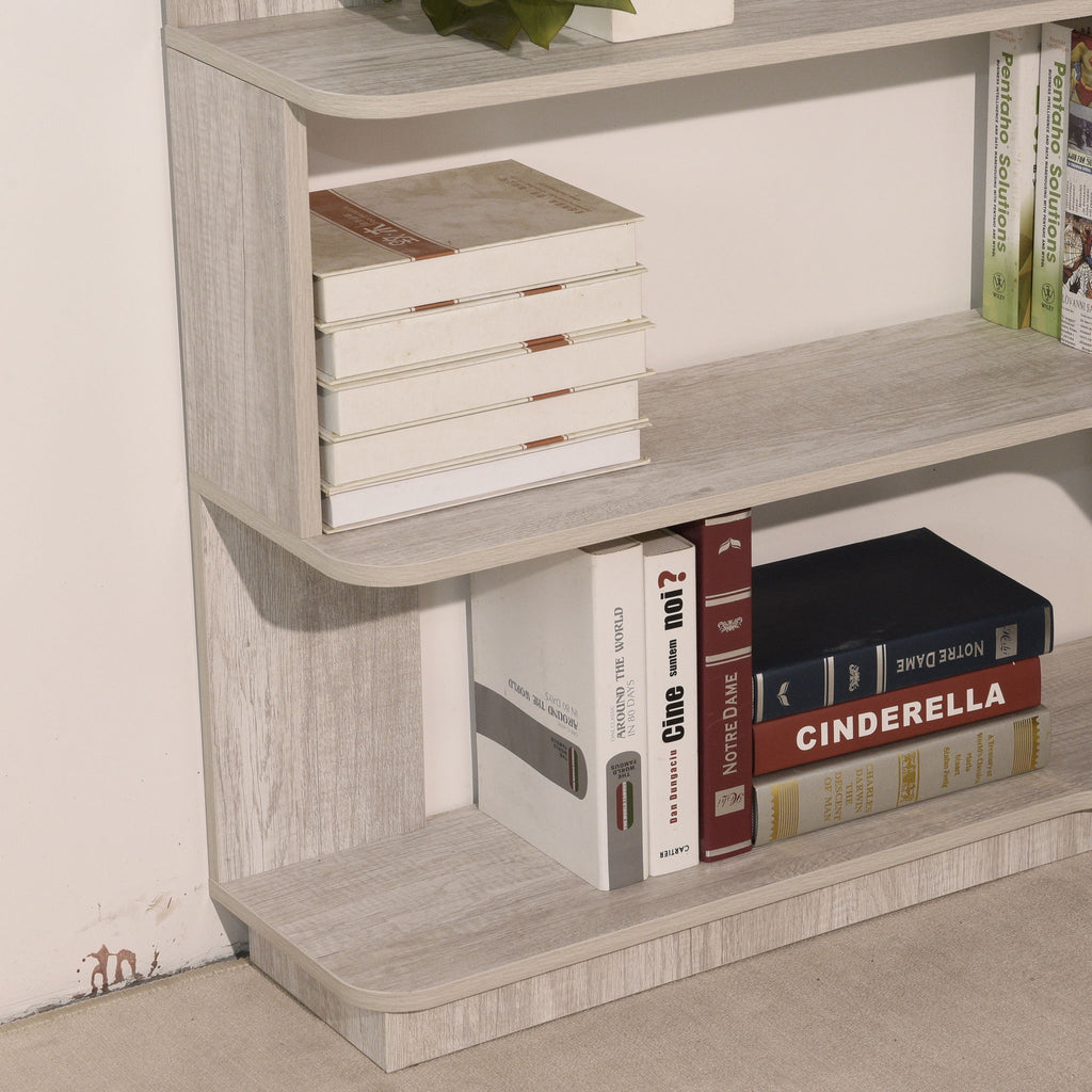 Extended Corner Bookshelf For Living Room - Light Gray