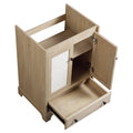 Bathroom Vanity Base, Cabinet With Carved Floral Doors - Natural Wood