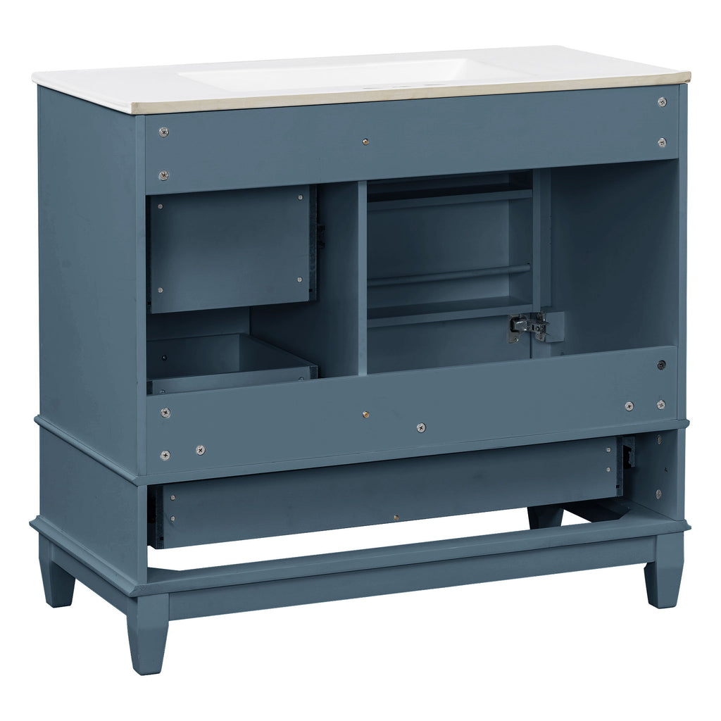 Modern Bathroom Vanity With Sink, 3 Drawers & Cabinet