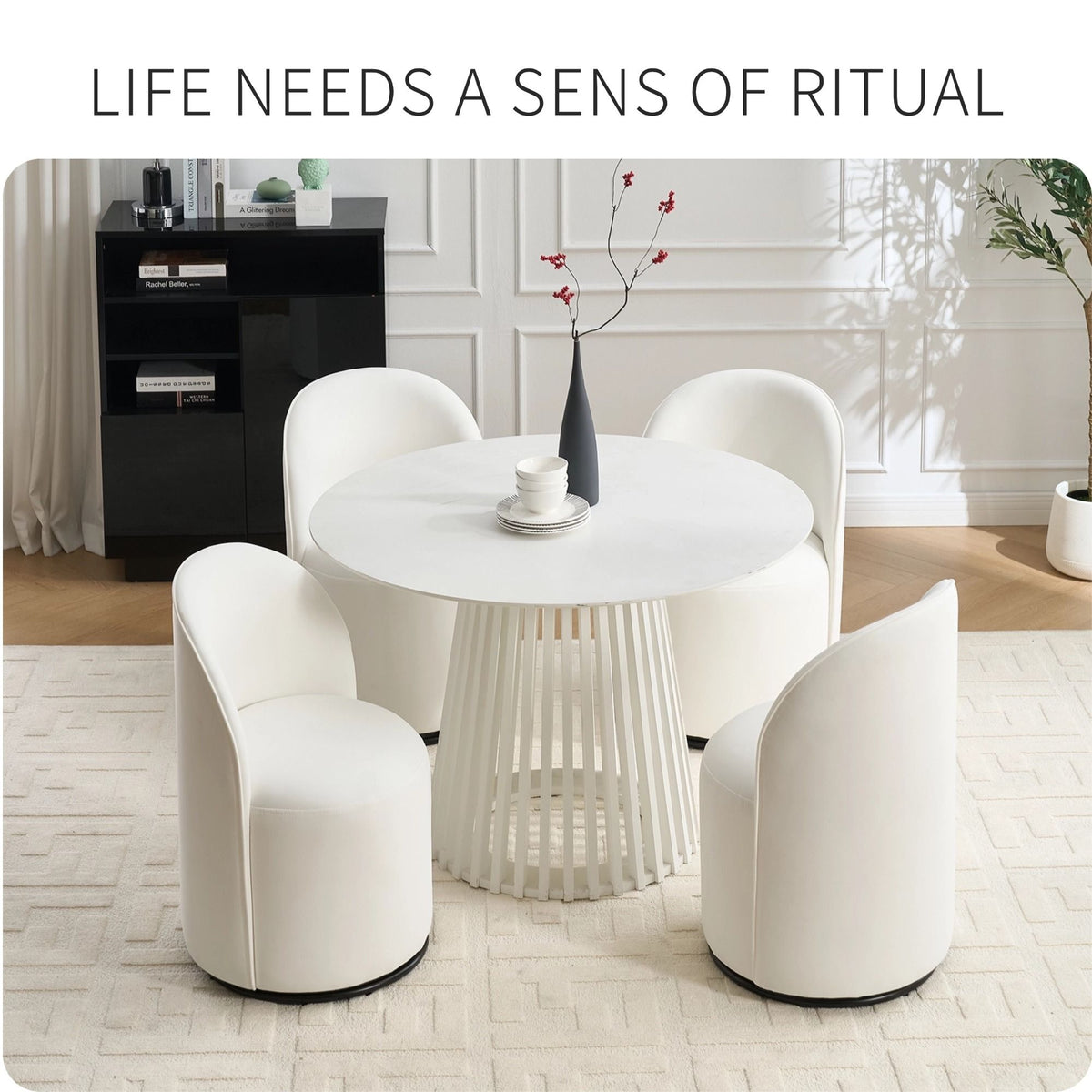 360 Degree Swivel Armless Dining Barrel Chair