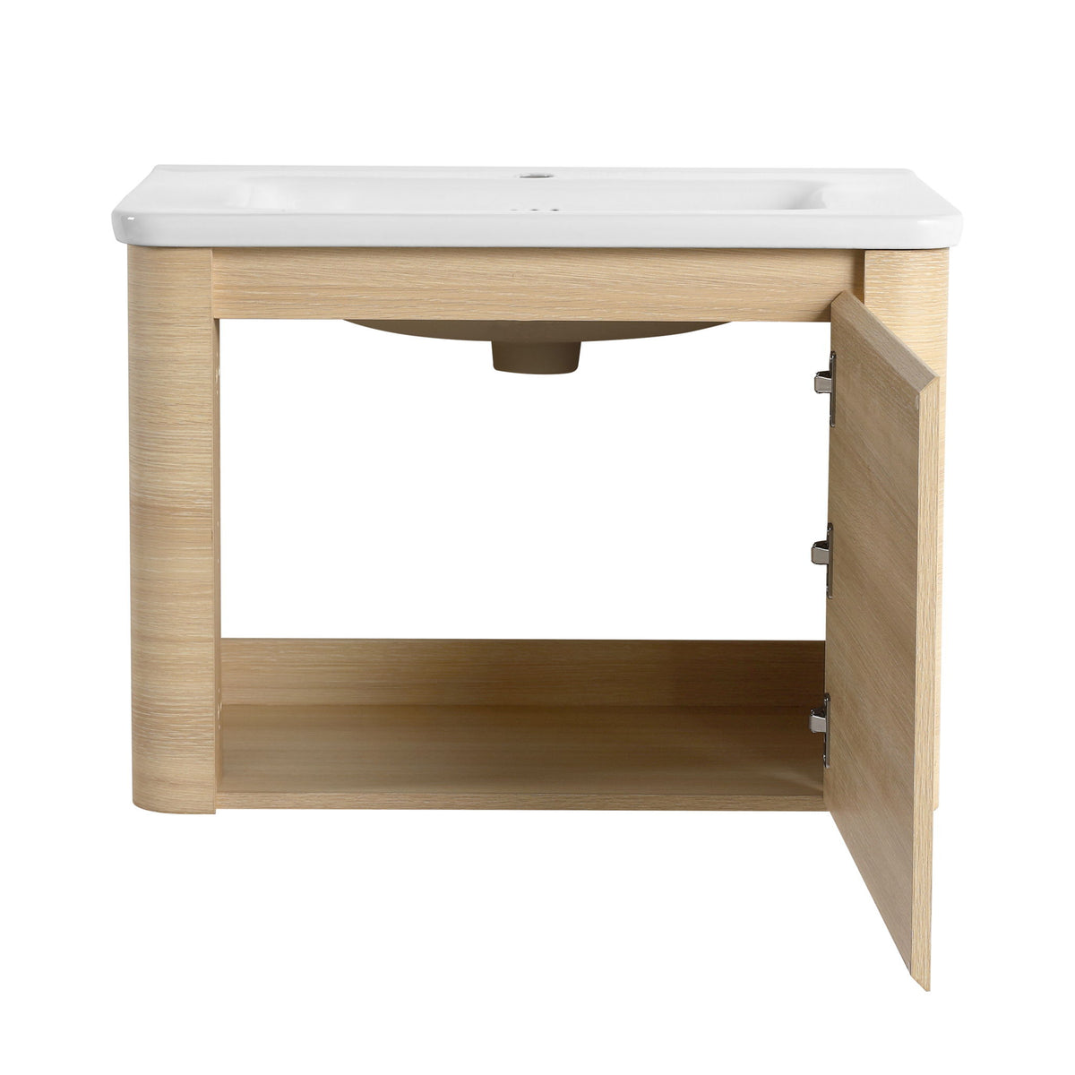 Wall Mounted Bathroom Vanity & Sink, Storage Shelves & Soft Close Door