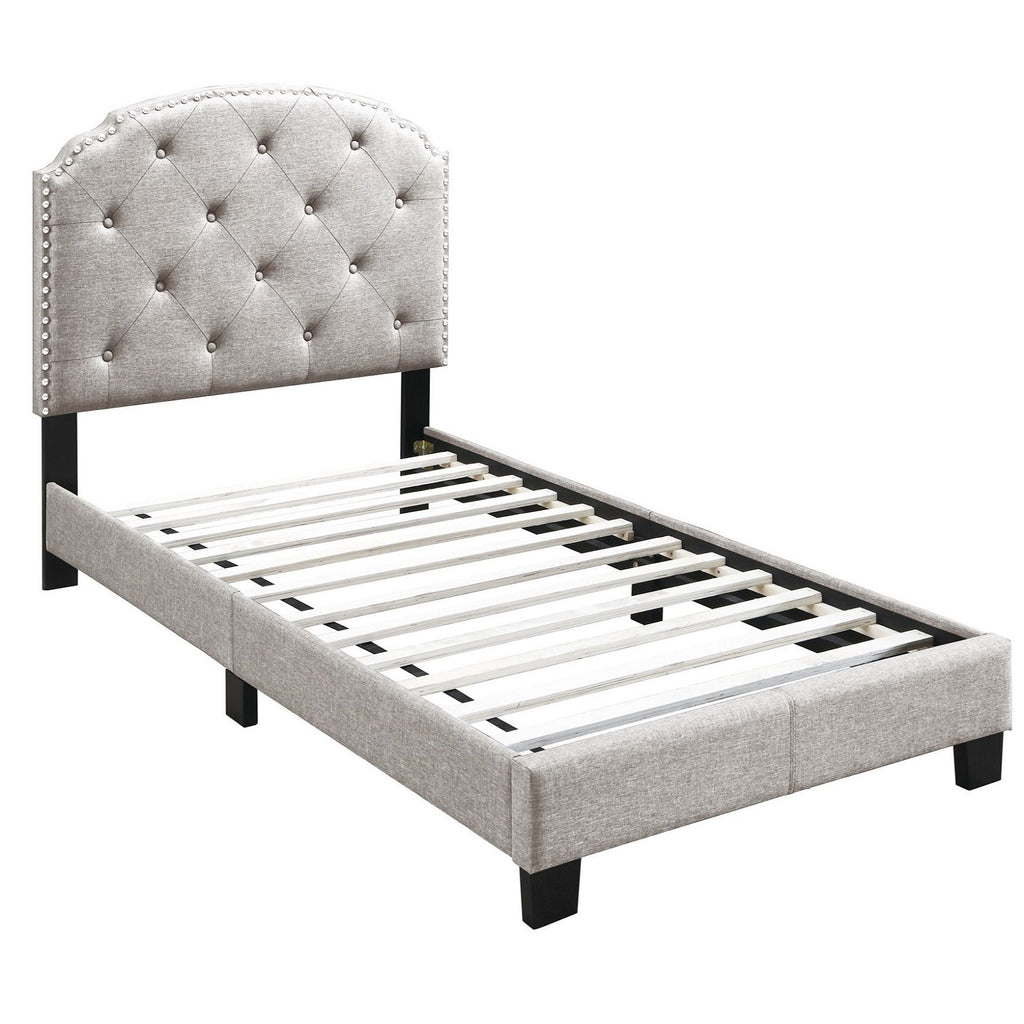 Button Tufted Bed With Nailhead Trim