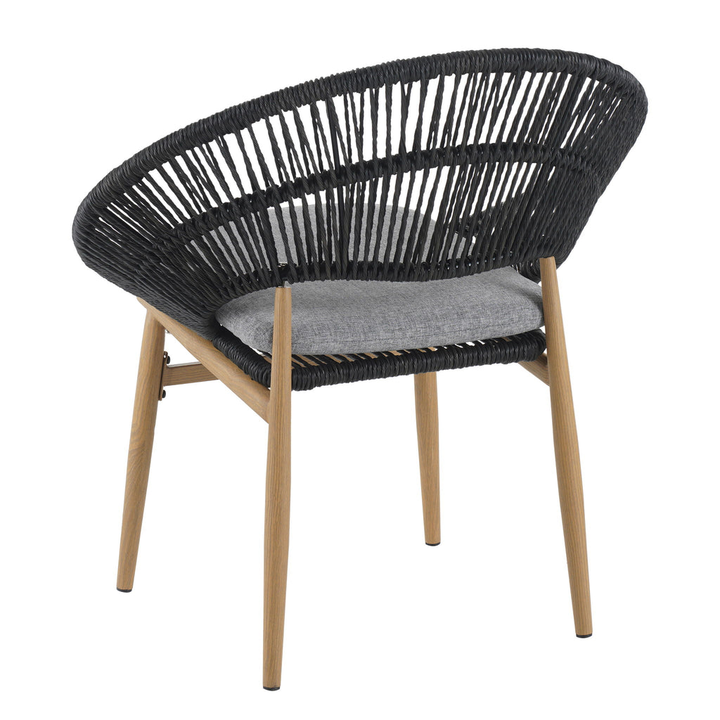 Cyril - Outdoor Patio 7 Piece Dining Set With Wicker Chairs And Table - Dark Gray / Teak