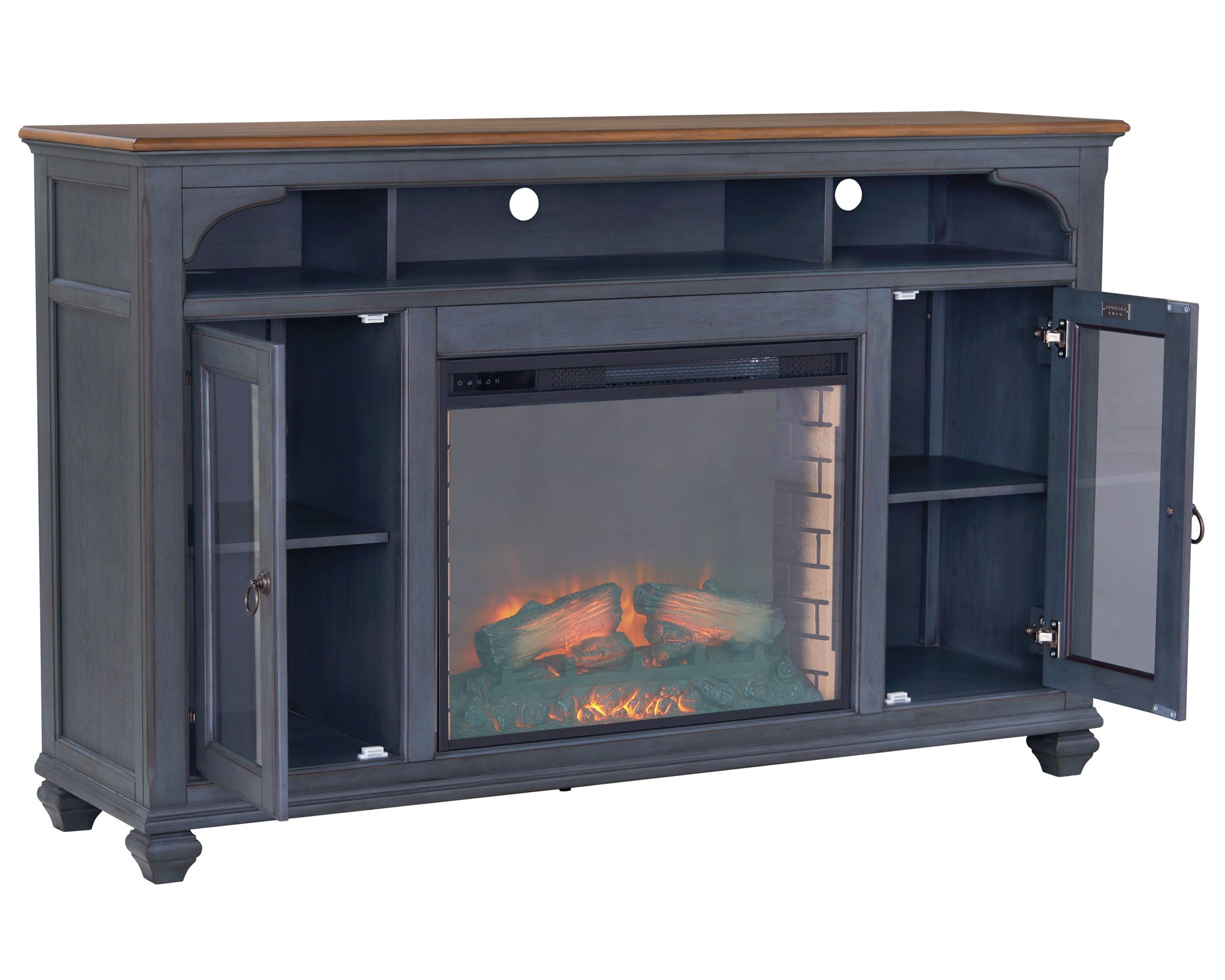 Fireplace TV Stand For TVs Up To 80" - Blue