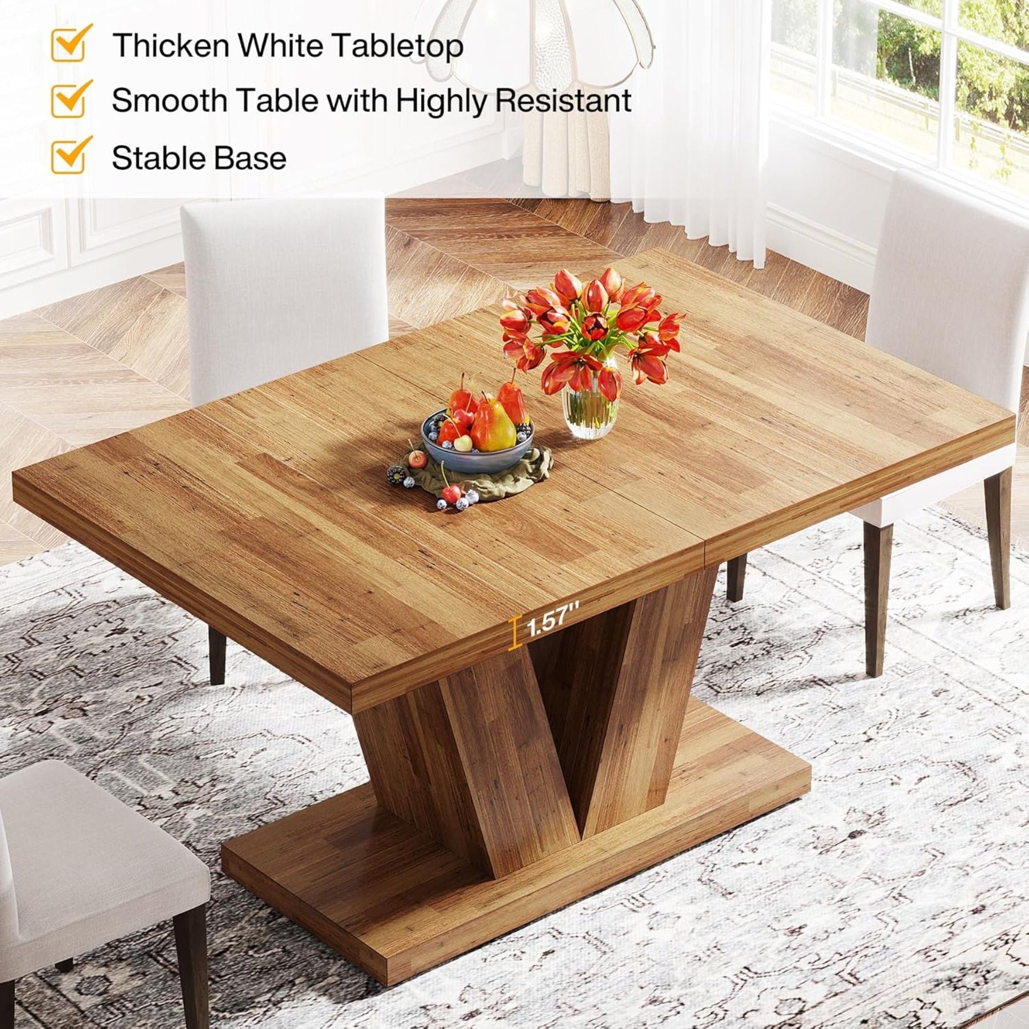 Dining Table With Pedestal Base For 4 - 6 People
