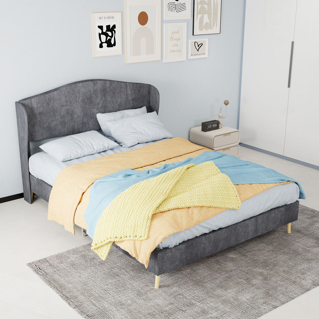 Upholstered Bed, Tufted Headboard, Comfortable Sleep
