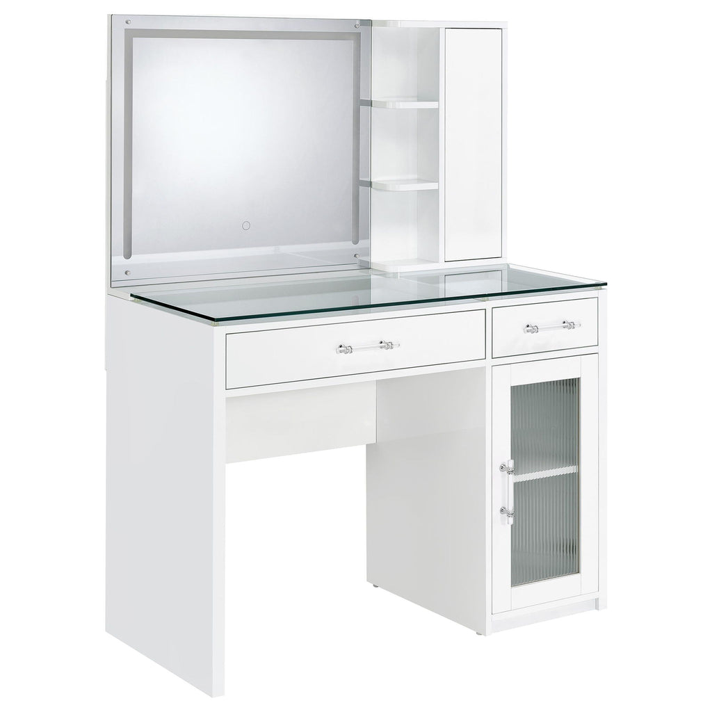 Kerr - 2 Drawer Makeup Vanity Table With Mirror And Stool