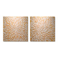 Textured Floral Canvas Wall Art, Hand Painted Thick Impasto Flower Painting (Set of 2) - Antique White