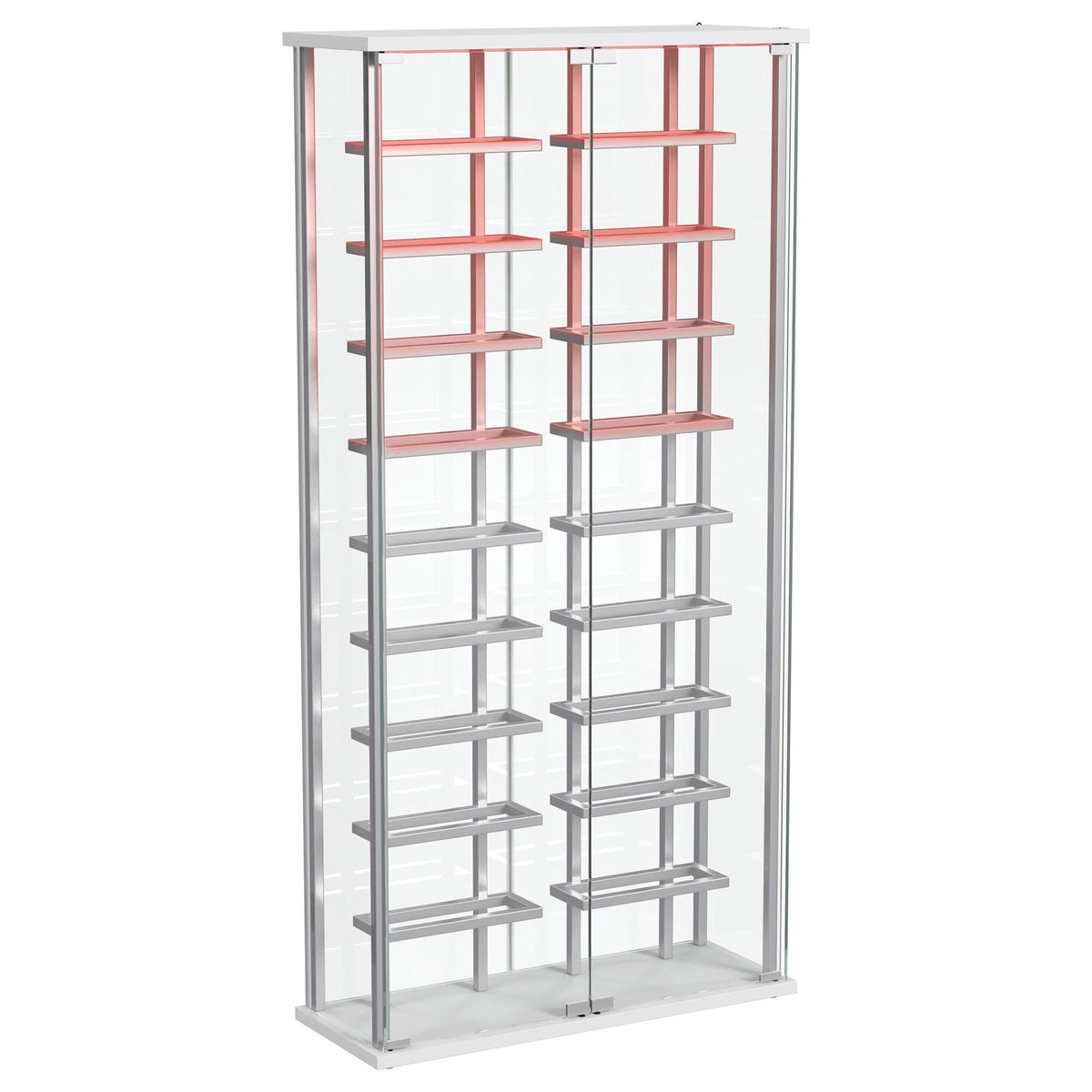 Wine Storage LED Curio Cabinet - Chrome