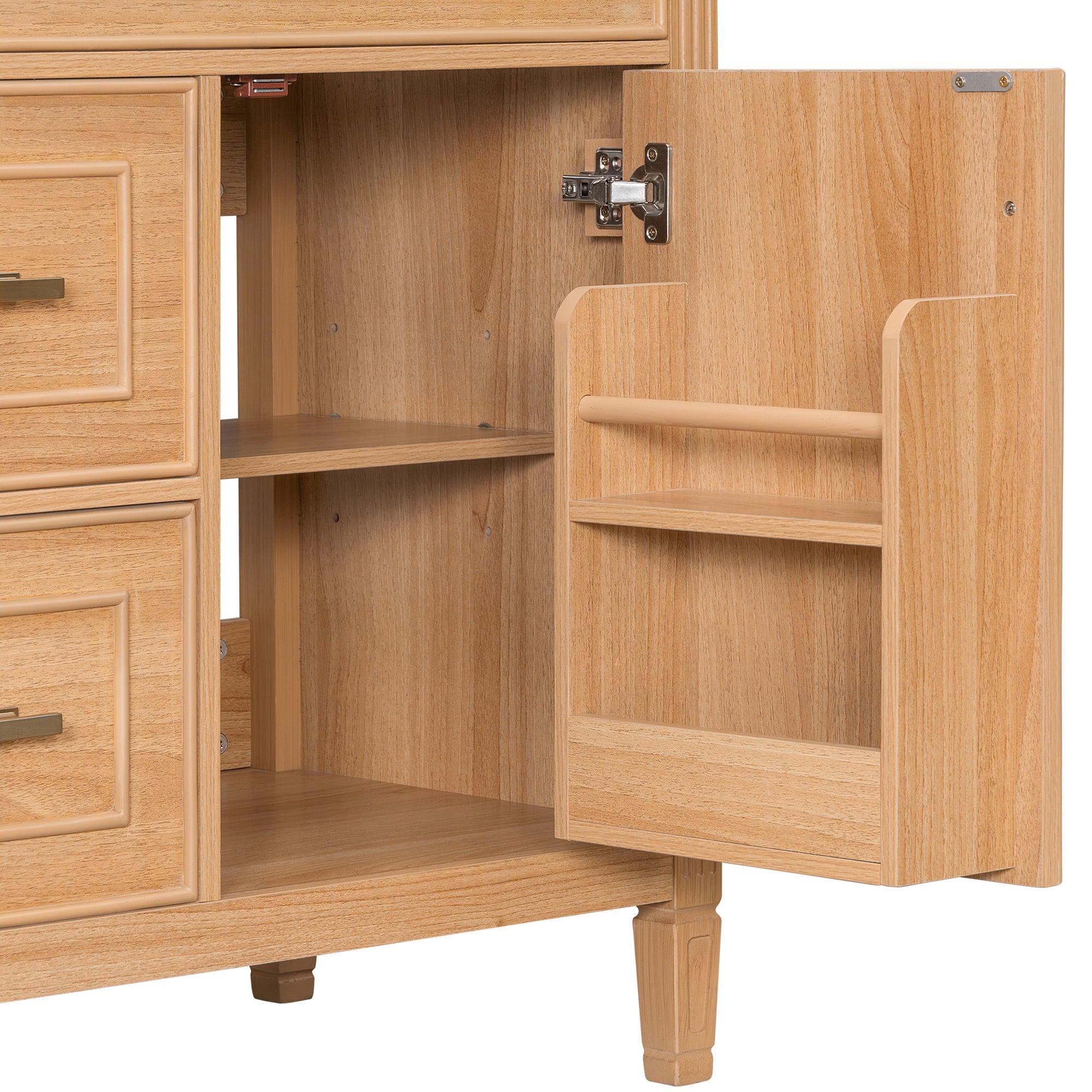 Bathroom Vanity With Sink, Flip Drawer & Adjustable Shelf - Natural