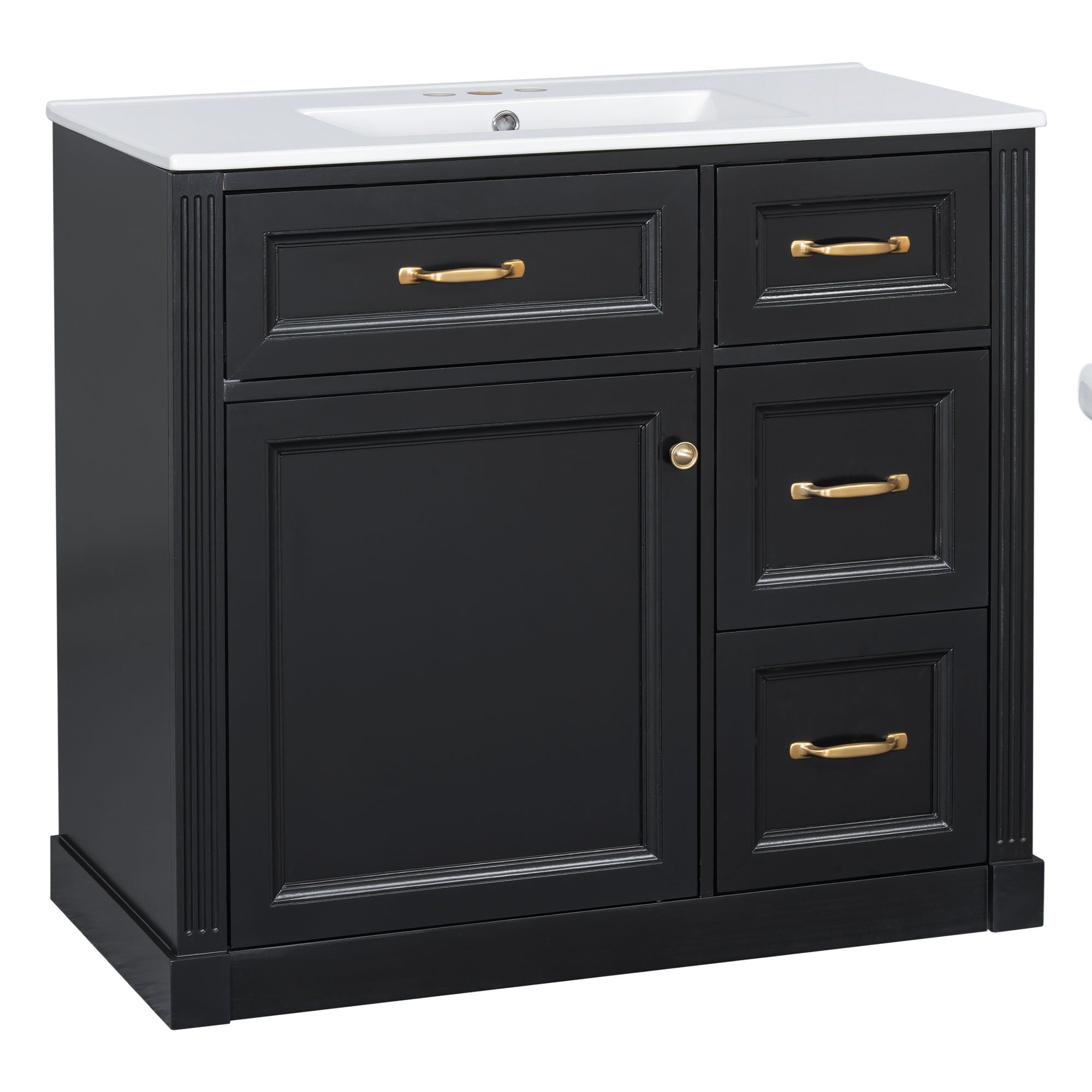 Modern Bathroom Vanity With Sink, 4 Drawers, Soft-Close Door, Adjustable Shelf