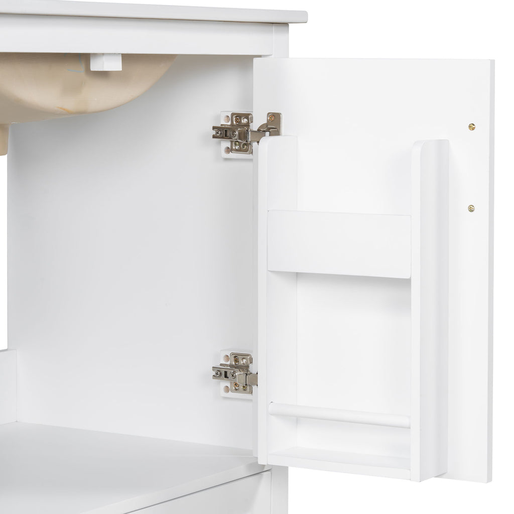 Bathroom Vanity With Sink, 1 Divided Drawer And 2 Soft Close Doors With Double Shelf