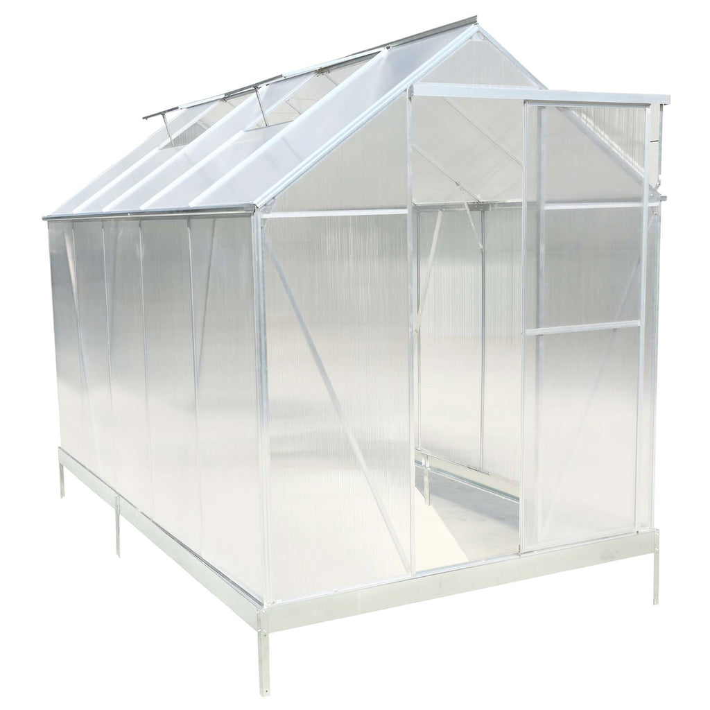 Polycarbonate house, Heavy Duty Outdoor Aluminum Walk-In House Kit With Rain Gutter, Vent And Door For Backyard Garden