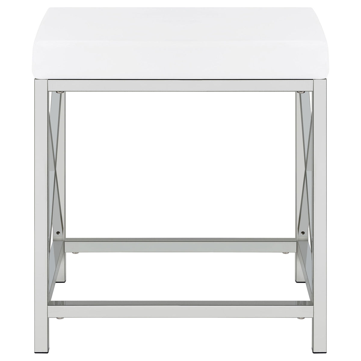 Hamlin - Makeup Vanity Table With Lighted Mirror And Padded Stool - White
