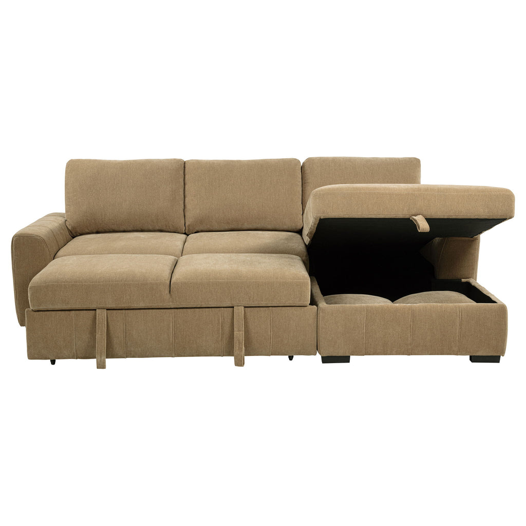 Logan - Sleeper Sectional Sofa With Right Arm Chaise - Camel
