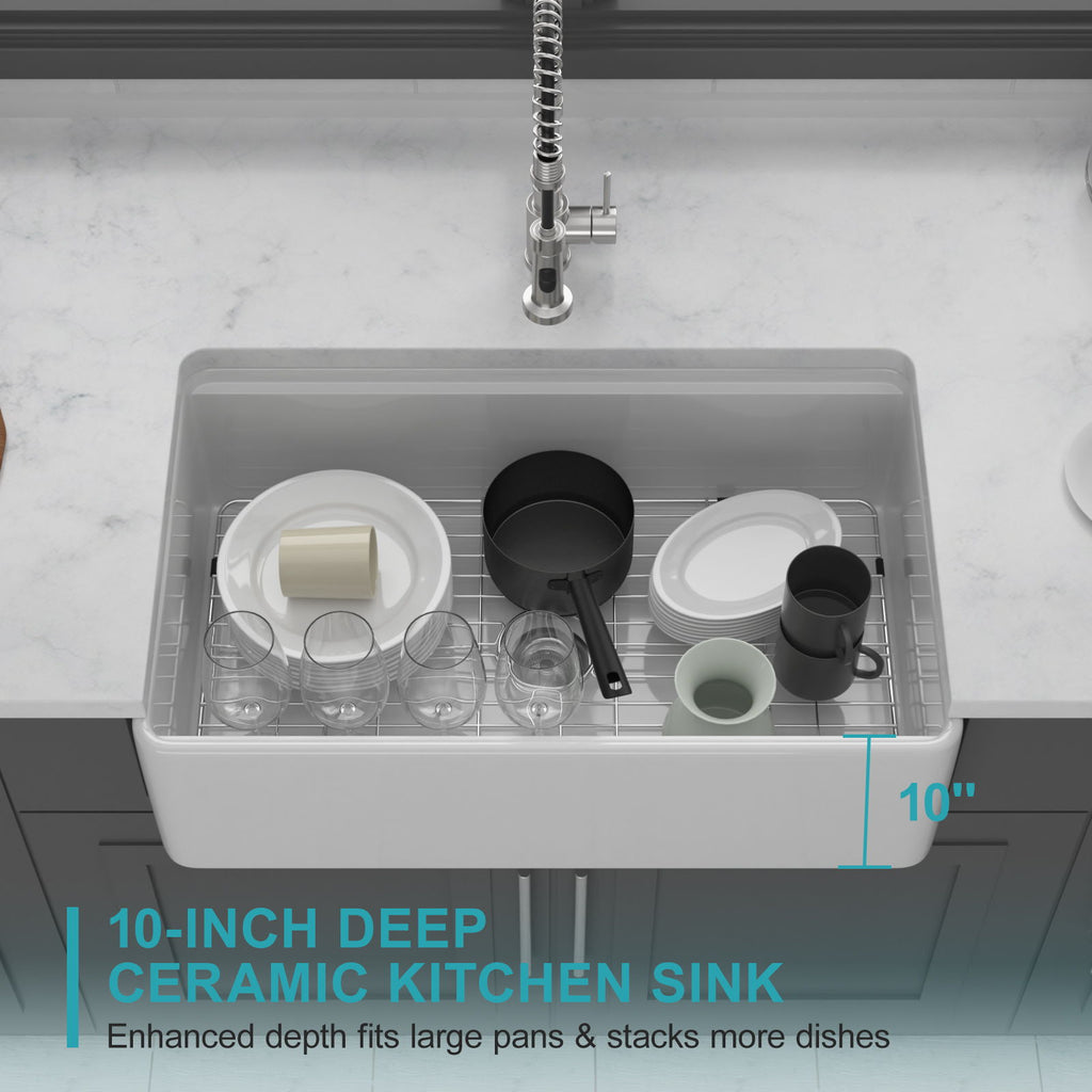 Single Bowl Kitchen Sink Workstation - White