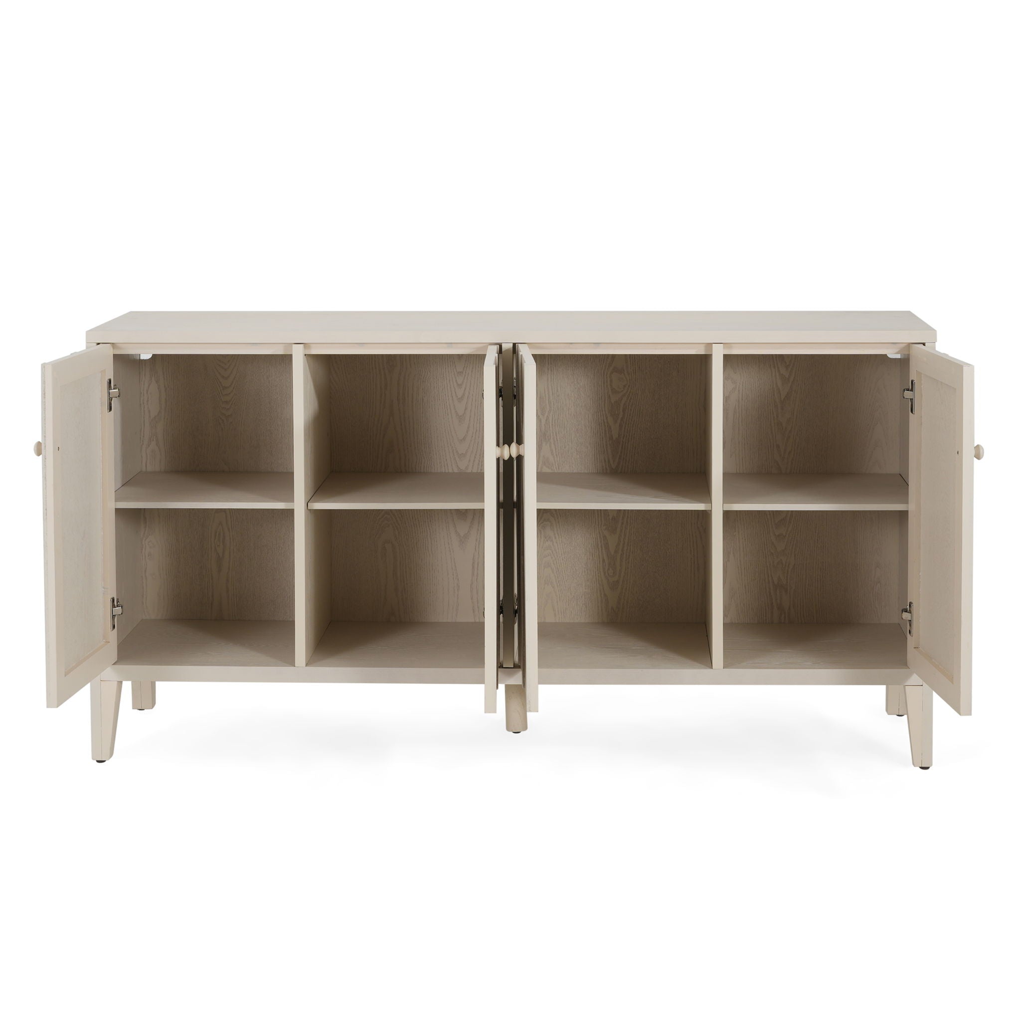 Wood Sideboard With Adjustable Shelves And Storage Cabinet - White Washed