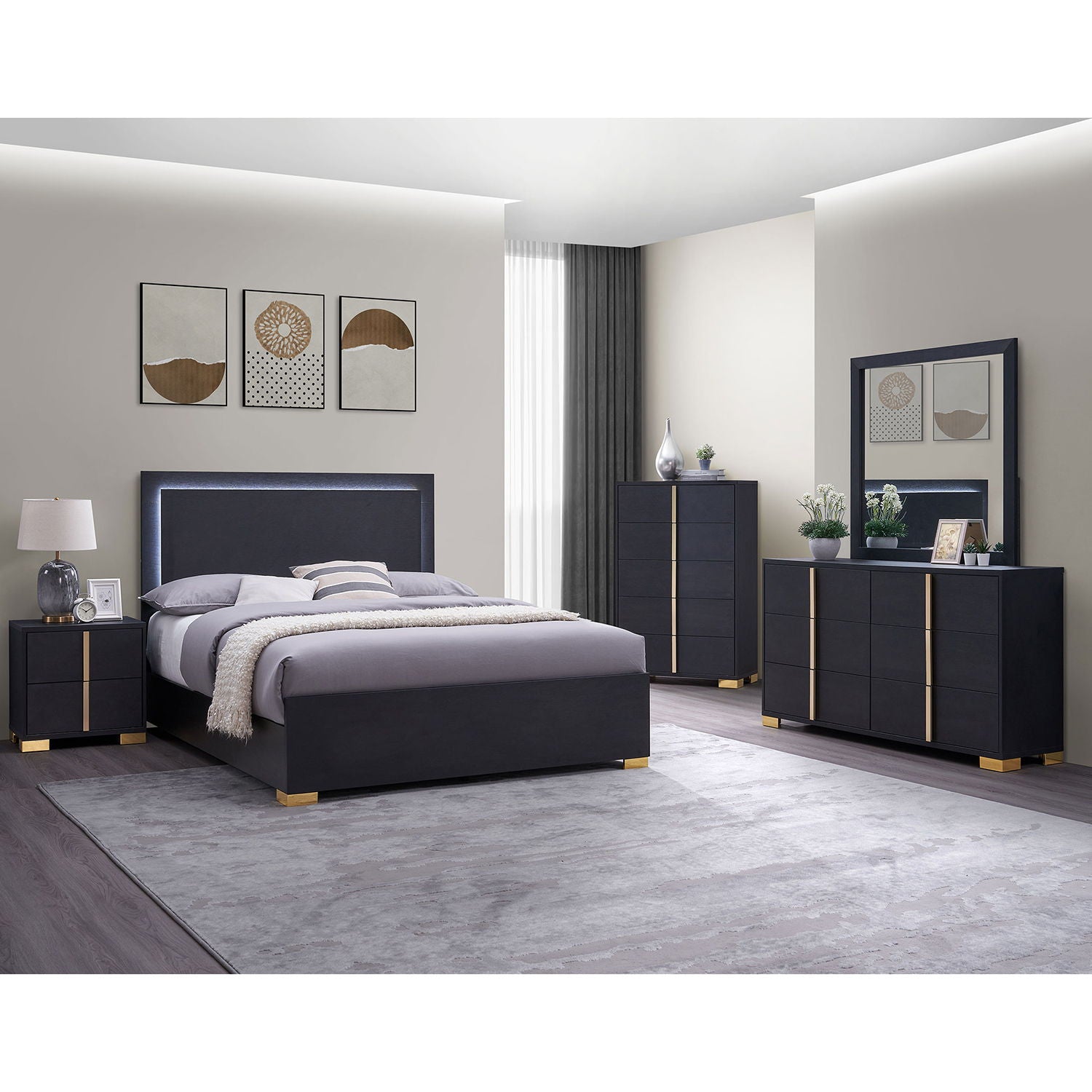 Jeremiah - 6 Drawer Dresser With Mirror - Black